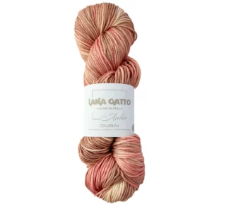 Gomitolo di filato Dubai Lana Gatto, 72% seta e 28% cotone organico, tinto a mano, colori estivi, 100g – 270m, ideale per lavori a maglia estivi – Filati d’Autore
